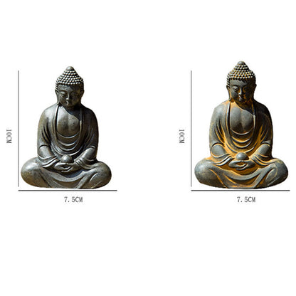 Mythstone Tibetan Meditating Buddha Iron Powder Rust Cast Resin Statue Serenity Decoration