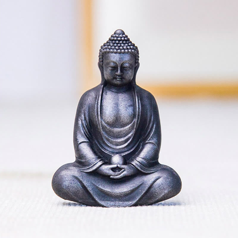 Mythstone Tibetan Meditating Buddha Iron Powder Rust Cast Resin Statue Serenity Decoration