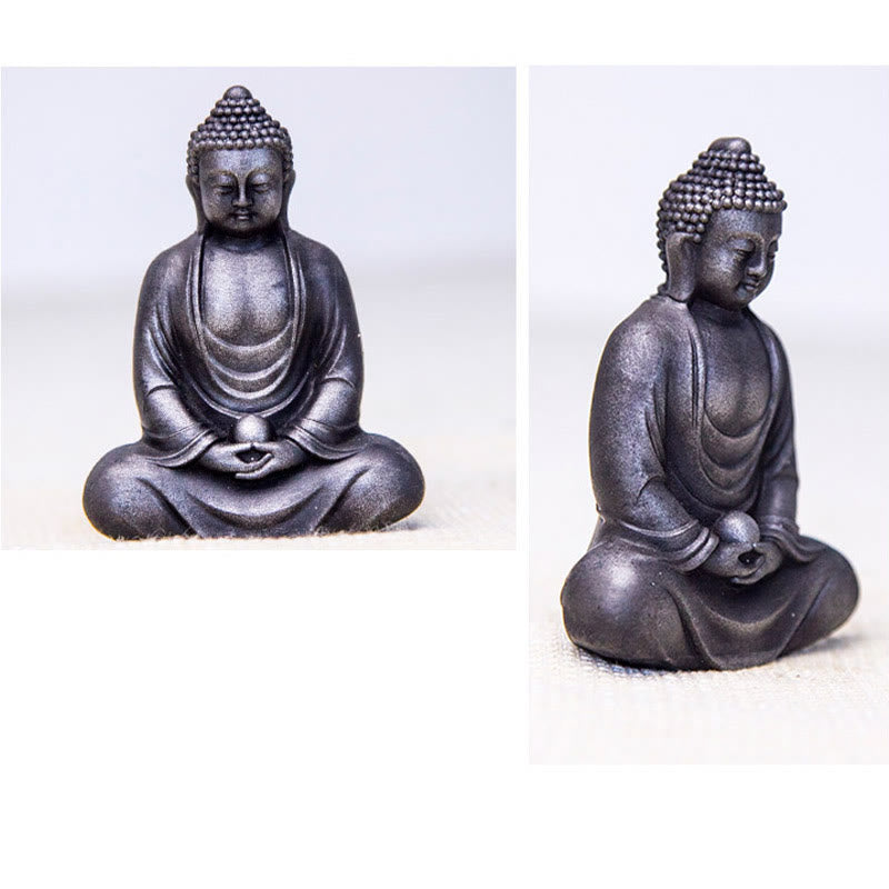 Mythstone Tibetan Meditating Buddha Iron Powder Rust Cast Resin Statue Serenity Decoration