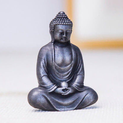 Mythstone Tibetan Meditating Buddha Iron Powder Rust Cast Resin Statue Serenity Decoration