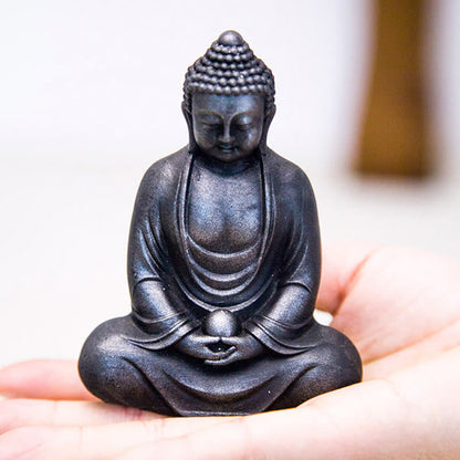 Mythstone Tibetan Meditating Buddha Iron Powder Rust Cast Resin Statue Serenity Decoration