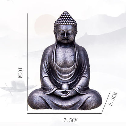 Mythstone Tibetan Meditating Buddha Iron Powder Rust Cast Resin Statue Serenity Decoration