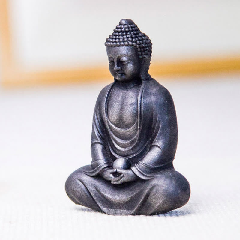 Mythstone Tibetan Meditating Buddha Iron Powder Rust Cast Resin Statue Serenity Decoration