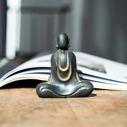 Estatua de resina fundida con óxido de hierro en polvo de Buda tibetano Mythstone para decoración de escritorio