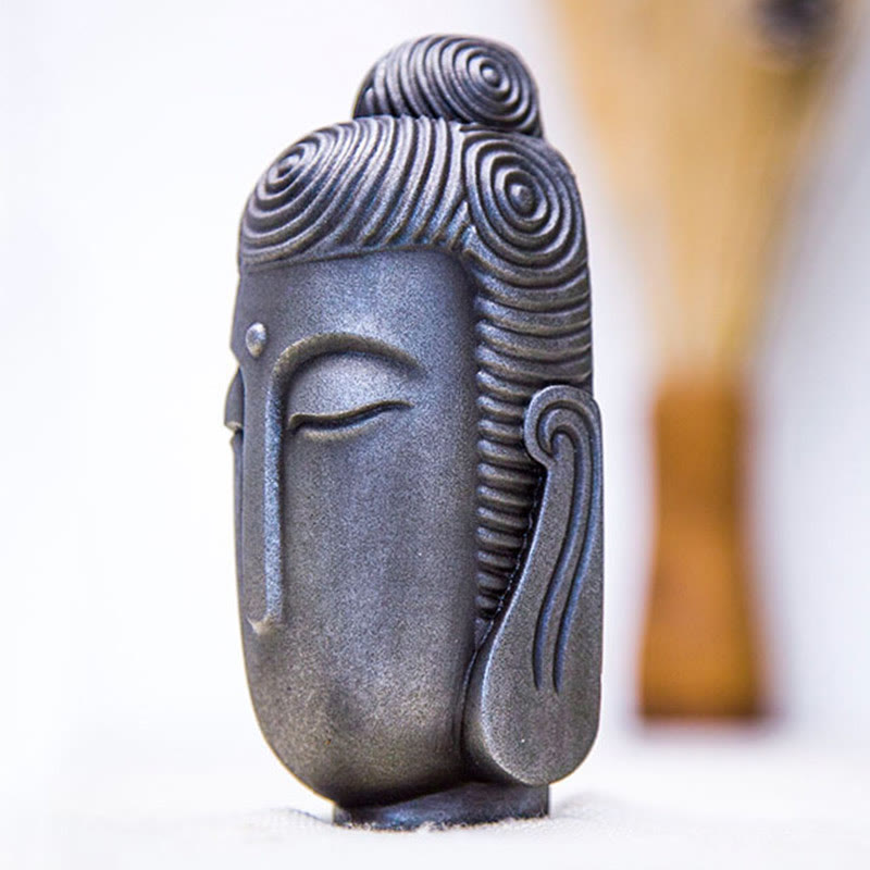 Mythstone Closed Eyes Meditating Buddha Iron Powder Rust Cast Resin Statue Home Decoration