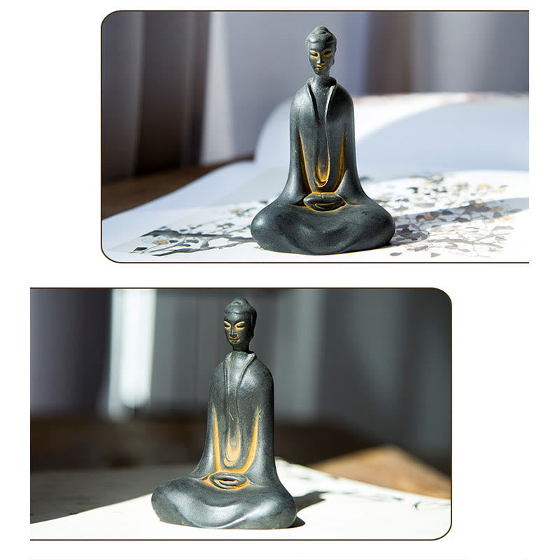 Mythstone Handmade Sakyamuni Buddha Iron Powder Rust Cast Resin Statue Home Decoration