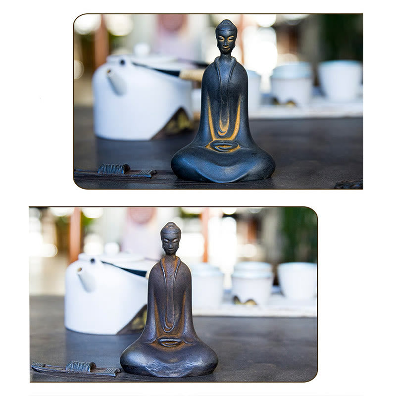 Mythstone Handmade Sakyamuni Buddha Iron Powder Rust Cast Resin Statue Home Decoration