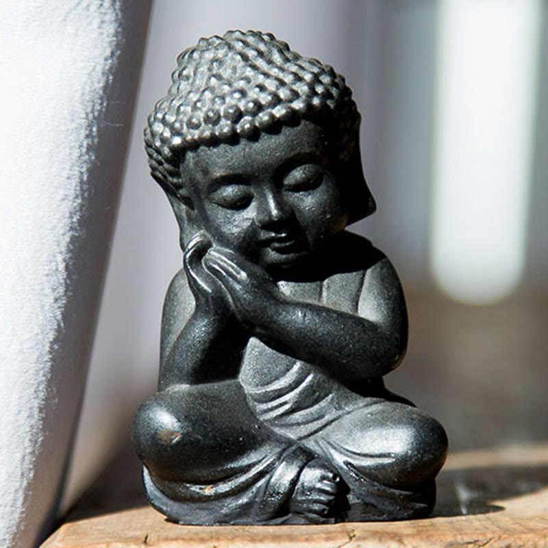 Mythstone Handmade Small Sakyamuni Buddha Iron Powder Rust Cast Resin Statue Decoration