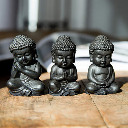 Mythstone Handmade Small Sakyamuni Buddha Iron Powder Rust Cast Resin Statue Decoration