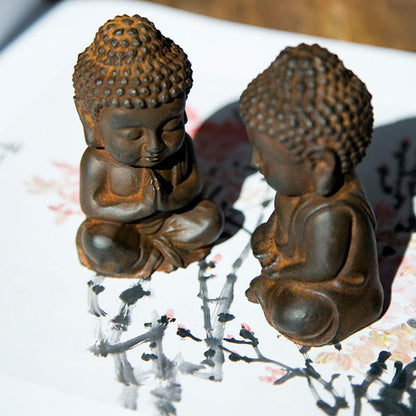 Mythstone Handmade Small Sakyamuni Buddha Iron Powder Rust Cast Resin Statue Decoration