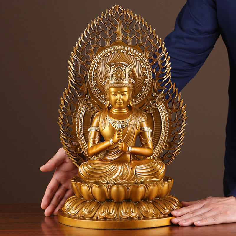 Mythstone Tathagata Buddha Figurine Serenity Copper Statue Home Offering Decoration