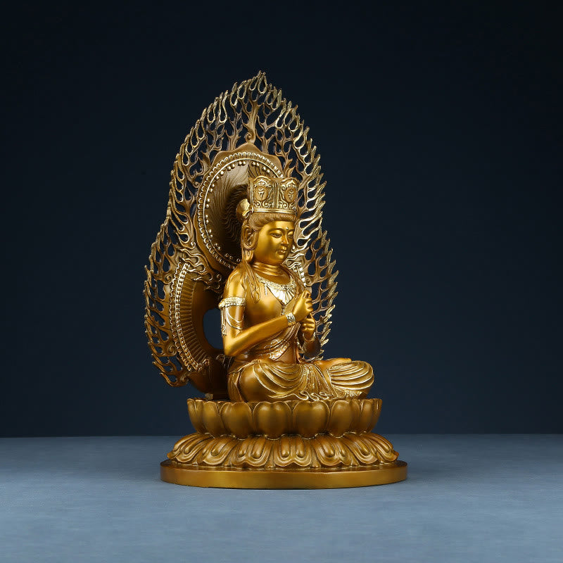 Mythstone Tathagata Buddha Figurine Serenity Copper Statue Home Offering Decoration