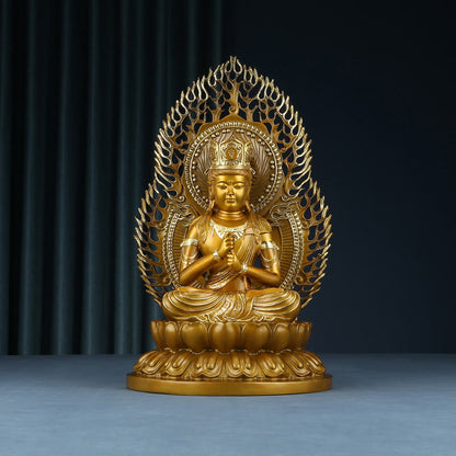 Mythstone Tathagata Buddha Figurine Serenity Copper Statue Home Offering Decoration