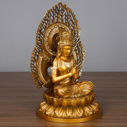 Mythstone Tathagata Buddha Figurine Serenity Copper Statue Home Offering Decoration