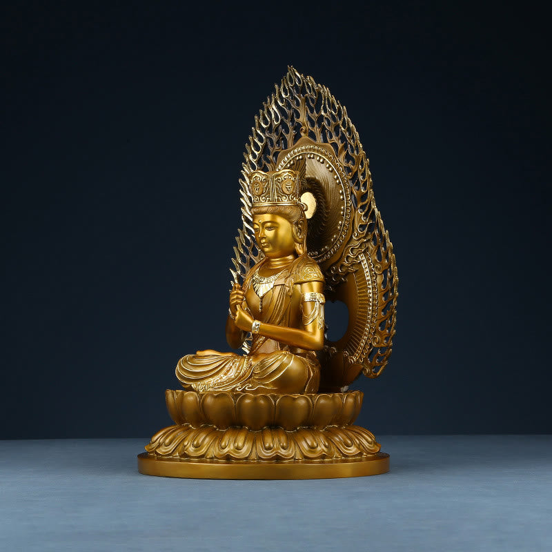 Mythstone Tathagata Buddha Figurine Serenity Copper Statue Home Offering Decoration