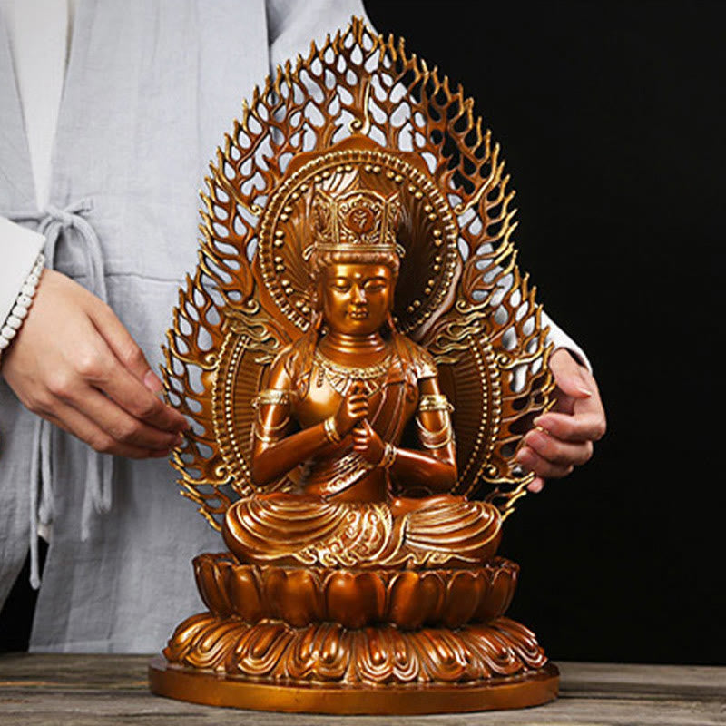 Mythstone Tathagata Buddha Figurine Serenity Copper Statue Home Offering Decoration