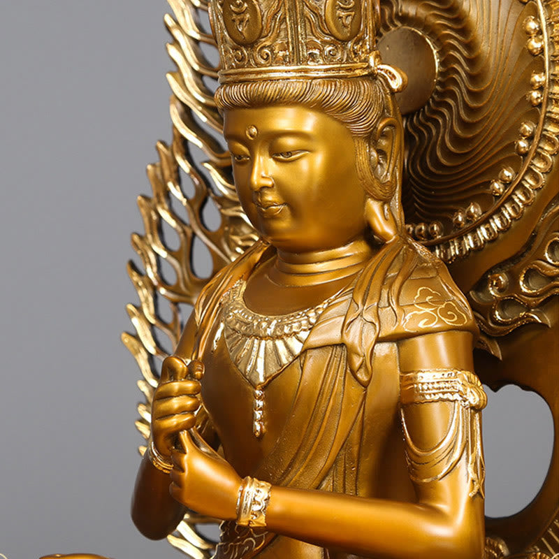 Mythstone Tathagata Buddha Figurine Serenity Copper Statue Home Offering Decoration