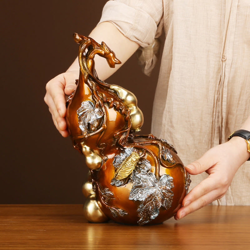 Estatua de cobre y latón con forma de calabaza dorada de Mythstone para decoración de escritorio del hogar