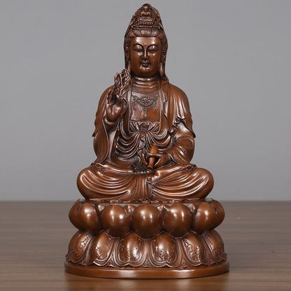 Mythstone Kwan Yin Avalokitesvara Lotus Wealth Copper Statue Home Desk Decoration