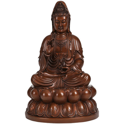 Mythstone Kwan Yin Avalokitesvara Lotus Wealth Copper Statue Home Desk Decoration