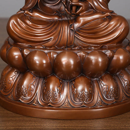 Mythstone Kwan Yin Avalokitesvara Lotus Wealth Copper Statue Home Desk Decoration