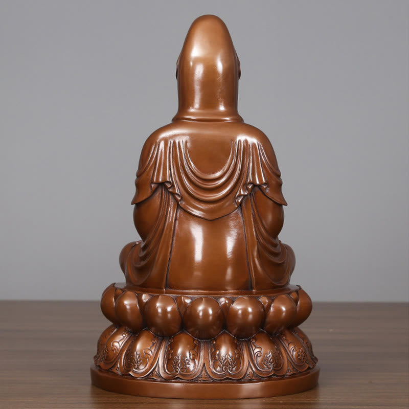 Mythstone Kwan Yin Avalokitesvara Lotus Wealth Copper Statue Home Desk Decoration