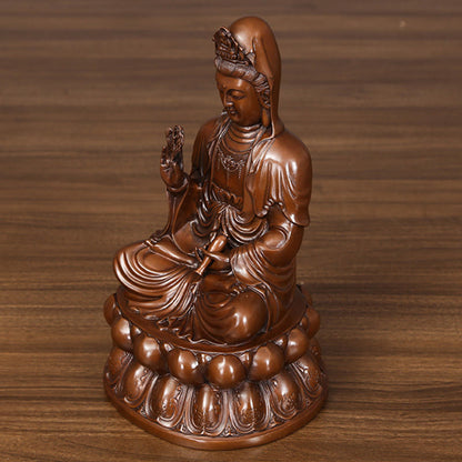 Mythstone Kwan Yin Avalokitesvara Lotus Wealth Copper Statue Home Desk Decoration