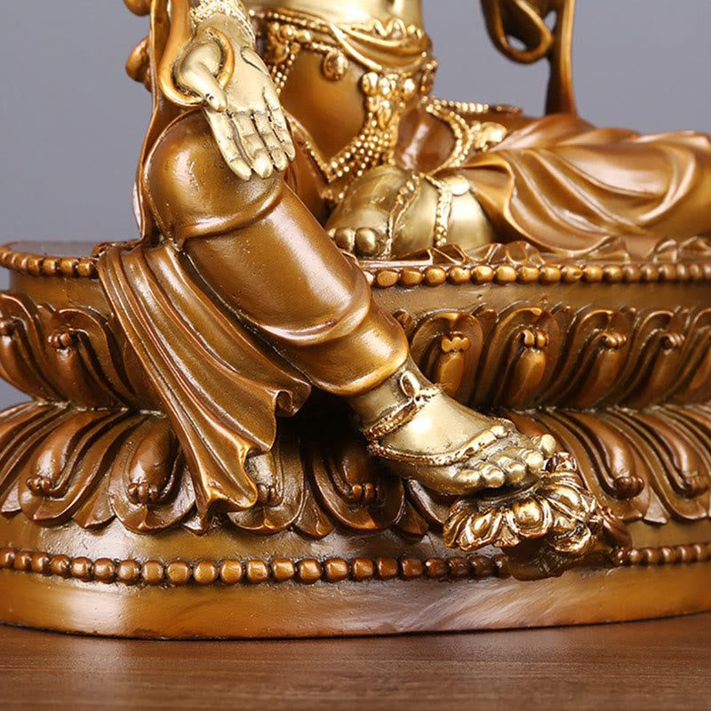 Mythstone Bodhisattva Green Tara Figurine Protection Brass Copper Statue Home Offering Decoration