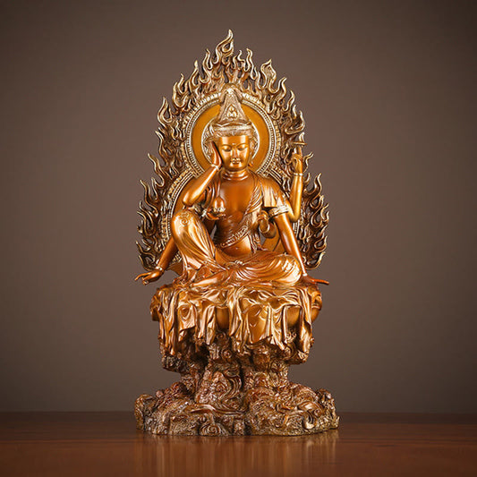 Mythstone Kwan Yin Avalokitesvara Success Brass Copper Statue Home Desk Altar Decoration