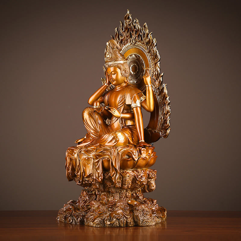 Mythstone Kwan Yin Avalokitesvara Success Brass Copper Statue Home Desk Altar Decoration