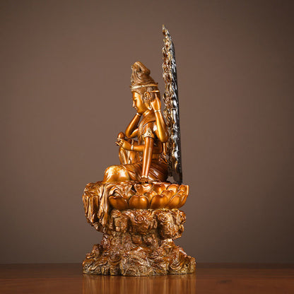 Mythstone Kwan Yin Avalokitesvara Success Brass Copper Statue Home Desk Altar Decoration