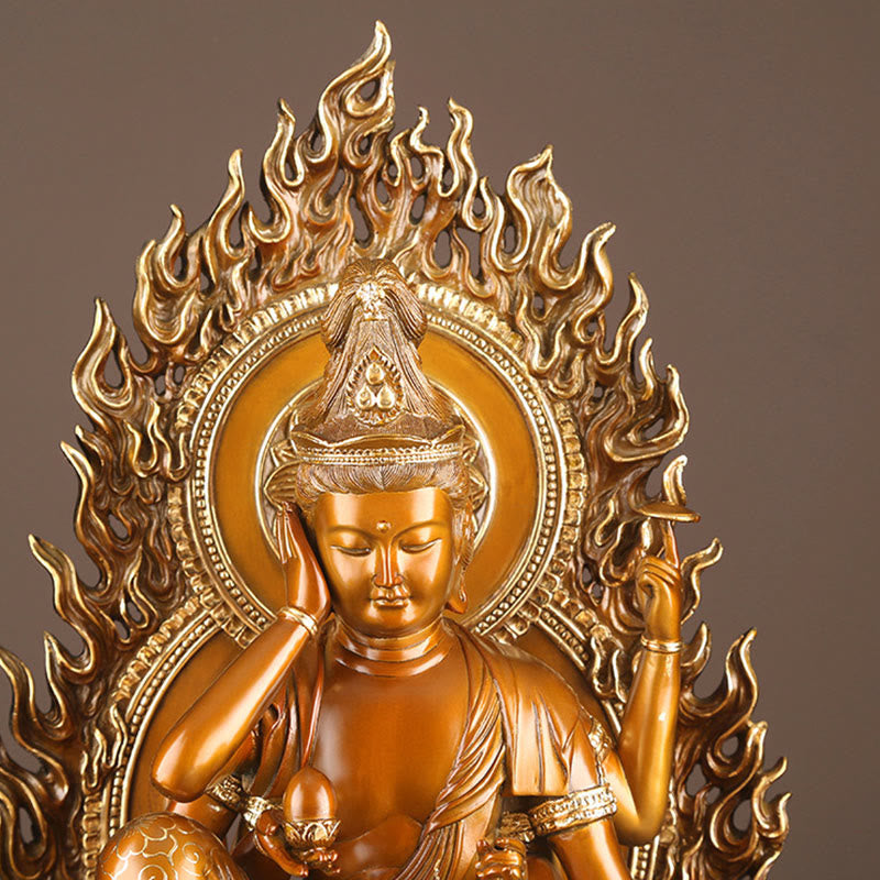 Mythstone Kwan Yin Avalokitesvara Success Brass Copper Statue Home Desk Altar Decoration