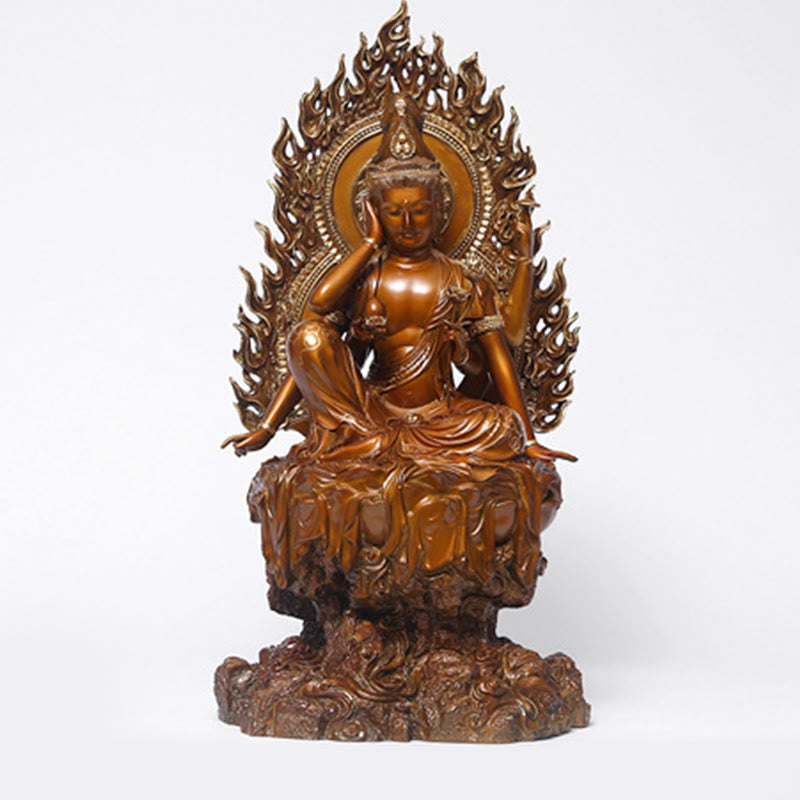 Mythstone Kwan Yin Avalokitesvara Success Brass Copper Statue Home Desk Altar Decoration