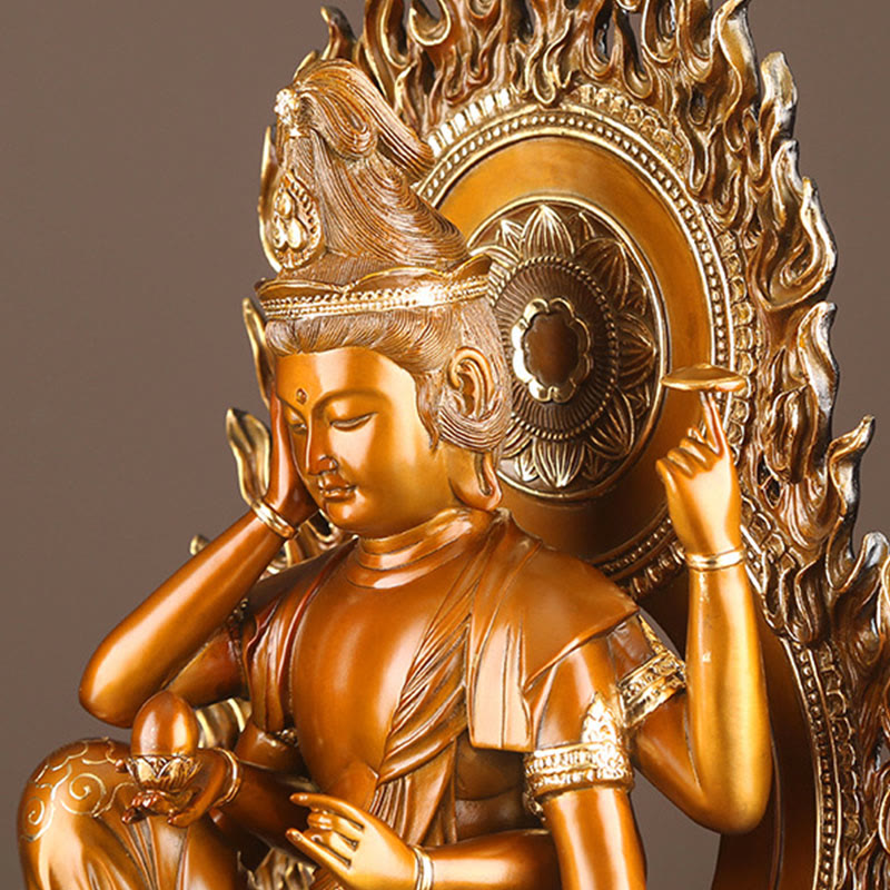 Mythstone Kwan Yin Avalokitesvara Success Brass Copper Statue Home Desk Altar Decoration