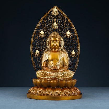 Mythstone Sakyamuni Amitabha Medicine Buddha Figurine Serenity Copper Statue Home Offering Decoration