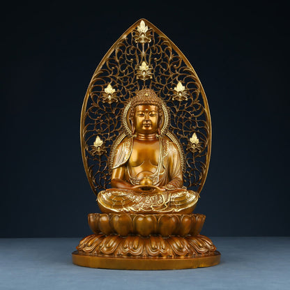 Mythstone Sakyamuni Amitabha Medicine Buddha Figurine Serenity Copper Statue Home Offering Decoration