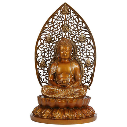 Mythstone Sakyamuni Amitabha Medicine Buddha Figurine Serenity Copper Statue Home Offering Decoration