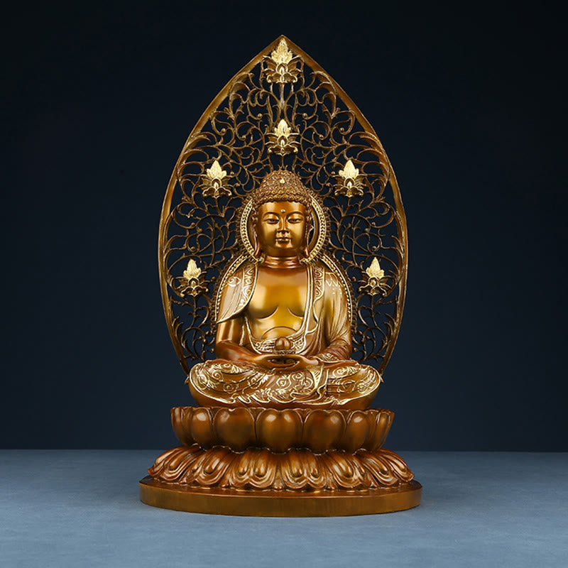 Mythstone Sakyamuni Amitabha Medicine Buddha Figurine Serenity Copper Statue Home Offering Decoration