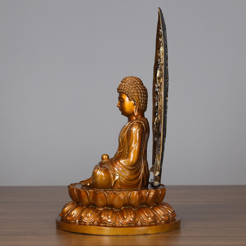 Mythstone Sakyamuni Amitabha Medicine Buddha Figurine Serenity Copper Statue Home Offering Decoration