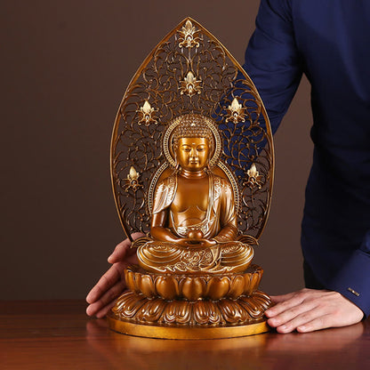 Mythstone Sakyamuni Amitabha Medicine Buddha Figurine Serenity Copper Statue Home Offering Decoration