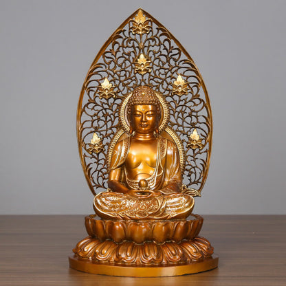 Mythstone Sakyamuni Amitabha Medicine Buddha Figurine Serenity Copper Statue Home Offering Decoration