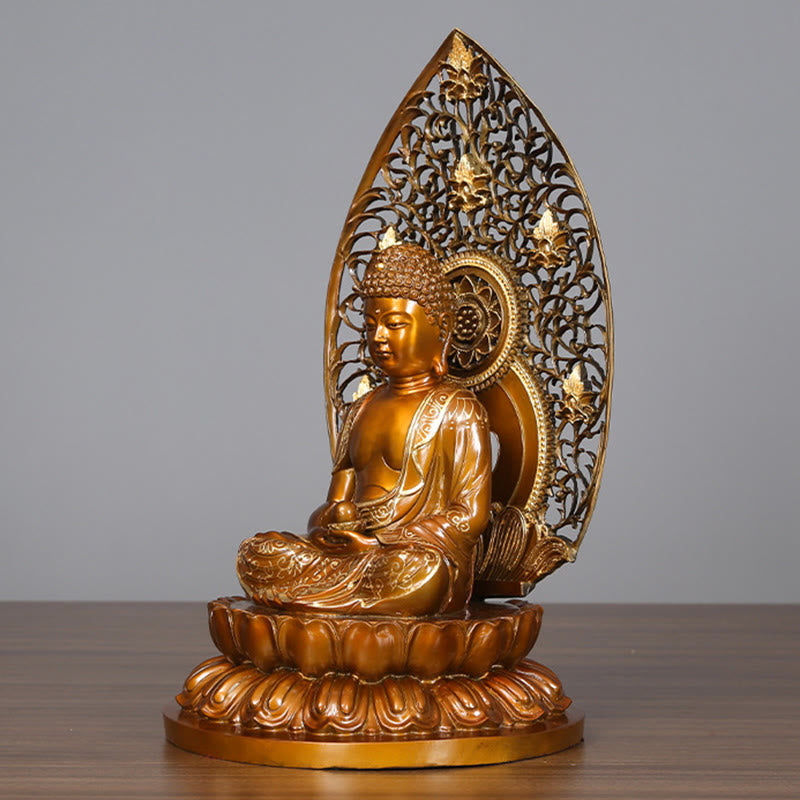 Mythstone Sakyamuni Amitabha Medicine Buddha Figurine Serenity Copper Statue Home Offering Decoration