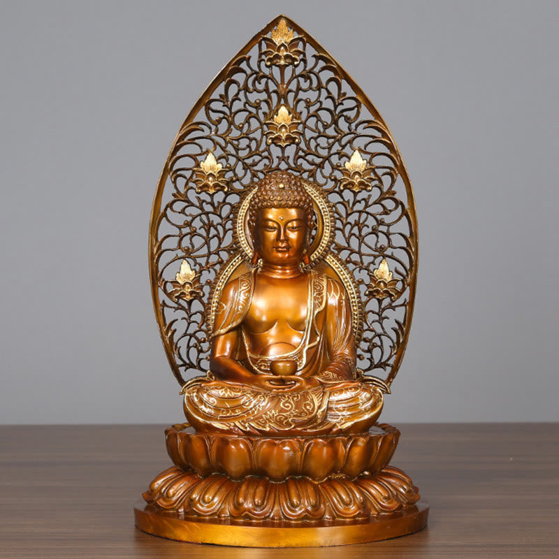 Mythstone Sakyamuni Amitabha Medicine Buddha Figurine Serenity Copper Statue Home Offering Decoration