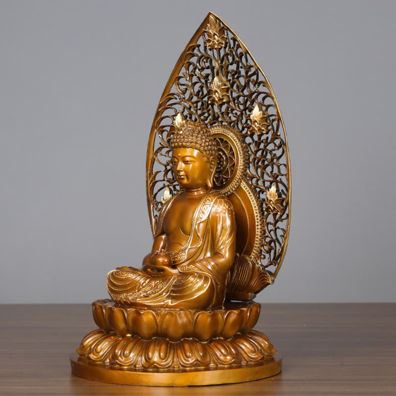 Mythstone Sakyamuni Amitabha Medicine Buddha Figurine Serenity Copper Statue Home Offering Decoration