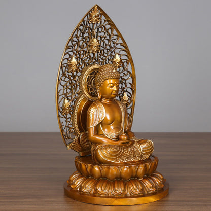 Mythstone Sakyamuni Amitabha Medicine Buddha Figurine Serenity Copper Statue Home Offering Decoration