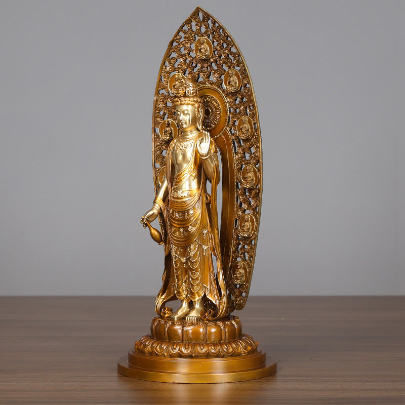 Mythstone Kwan Yin Avalokitesvara Aura Harmony Brass Copper Statue Home Desk Decoration