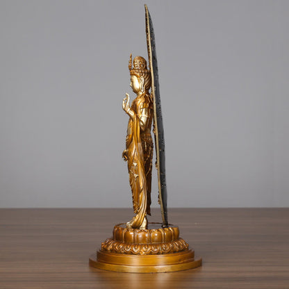 Mythstone Kwan Yin Avalokitesvara Aura Harmony Brass Copper Statue Home Desk Decoration