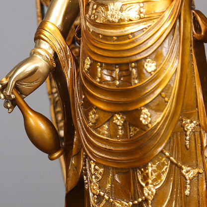 Mythstone Kwan Yin Avalokitesvara Aura Harmony Brass Copper Statue Home Desk Decoration