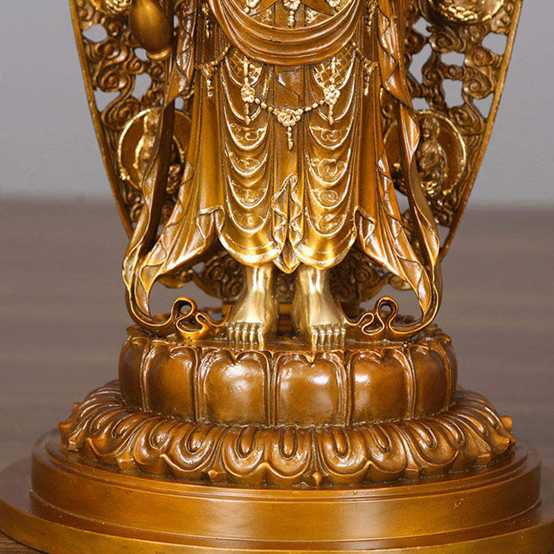 Mythstone Kwan Yin Avalokitesvara Aura Harmony Brass Copper Statue Home Desk Decoration