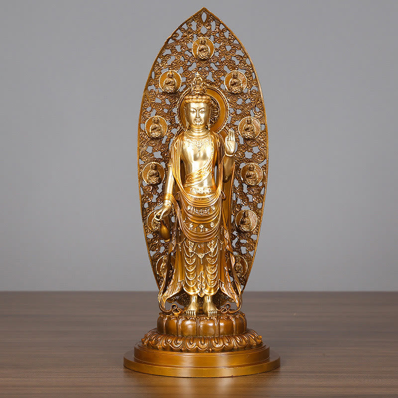 Mythstone Kwan Yin Avalokitesvara Aura Harmony Brass Copper Statue Home Desk Decoration